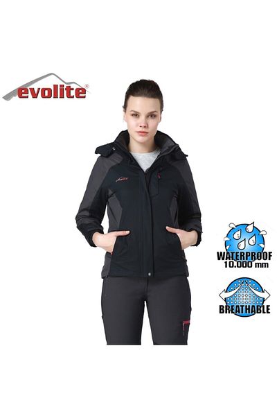 Evolite Diva Women - 3 in 1 Gray Black Coat