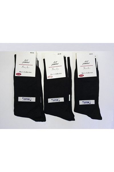 A&K ZÜMRA Ανδρικές μαύρες βαμβακερές κάλτσες Four Seasons Socket 6 Συσκευασία