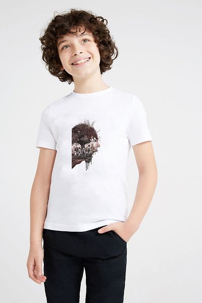 QIVI Tricou alb unisex pentru copii