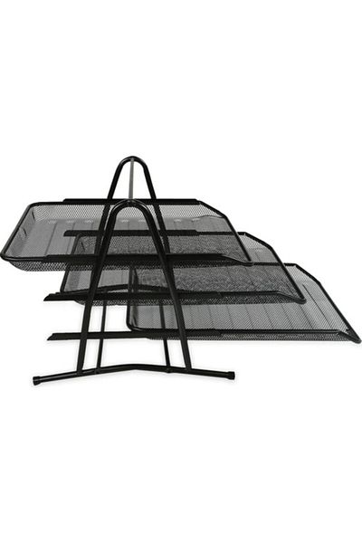 Globox Metal Perforated 3-Piece Document Shelf Color - Black