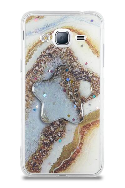 KZY İletişim Samsung Galaxy J3 Kapak Mermer Desenli Pop Socketli Silikon Kılı...