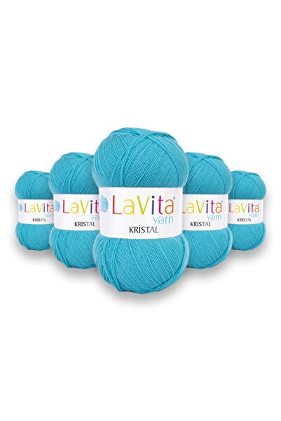 LaVita Yarn Crystal Fiber Amigurimi Hand Knitting Thread 5 Pack Taka Yarn (5051-TURQUOISE)