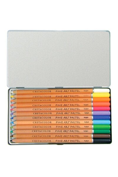 CretaColor Fine Art Pastel Boya Kalemi 12 Renk Metal Kutu (470 12)