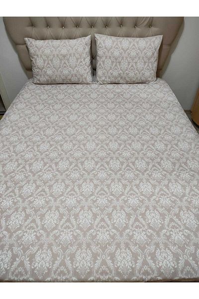 Süper's King Size Ranforce Woven Elastic Sheet Set Beige
