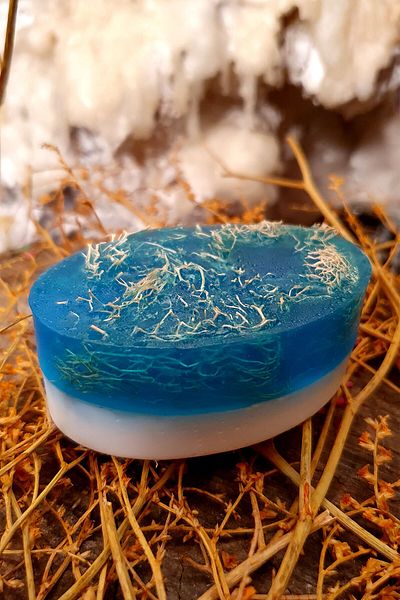 FANTASTİK SANAT ATÖLYESİ Decorative Gift Fiber Therapy Soap with Glycerin and Donkey Milk - Ocean Scented - 120 Grams