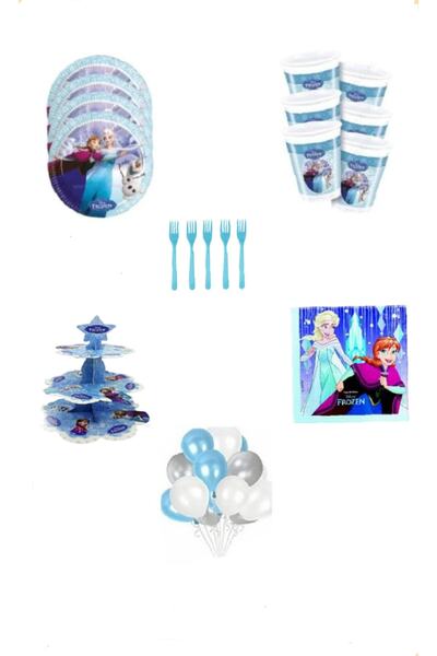 Dipak Set de aniversare cu tematică Frozen pentru 16 persoane / farfurie, pah...