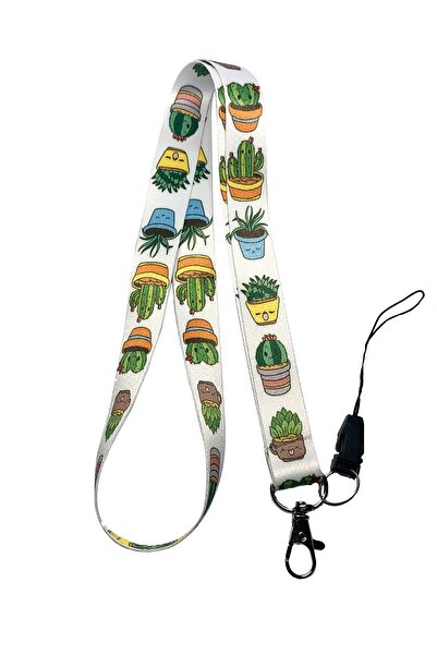 StormiStoretr Frânghie pentru gât și curea pentru telefon cu model cactus