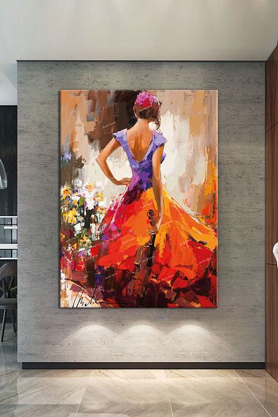Morfil Sanat Atölyesi Κορίτσι με βιολί Καλλιτεχνικό διακοσμητικό καμβά (8 διαφορετικά μεγέθη)