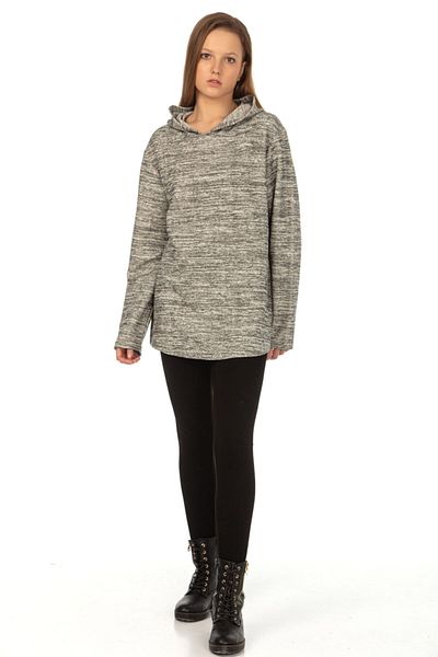 VISHENKA Unisex Hooded Gray Color Polka Dot 3 Thread Sweatshirt