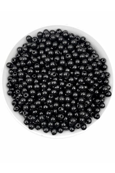 Hedef Bijuteri 50 جرام 6 مم حبات اللؤلؤ الزجاجي الأسود، خرز صنع المجوهرات (50...