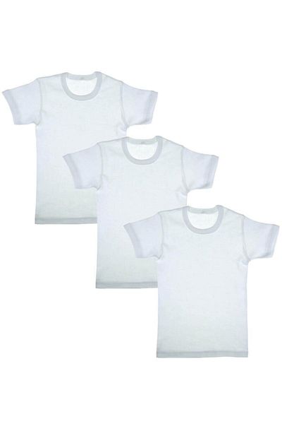 GÜMÜŞ Boy's Combed Cotton Undershirt Crew Neck 3-Piece