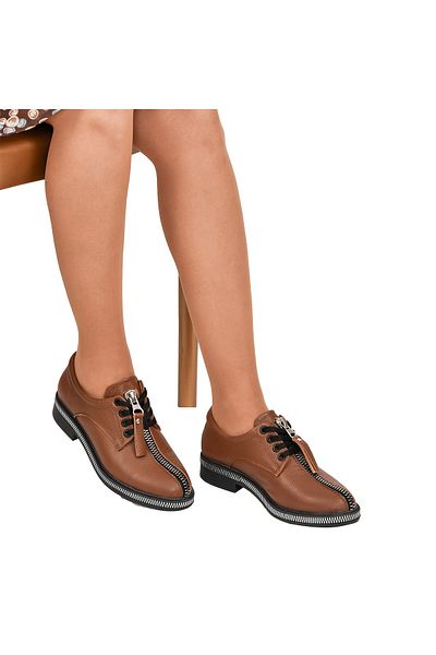 Moosefield Women's Tan Genuine Leather Classic Shoes