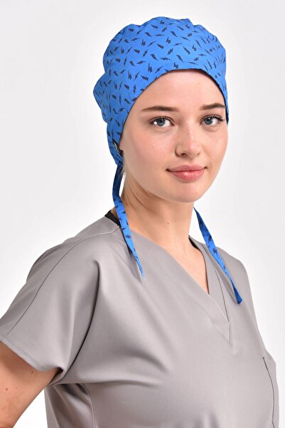 Owlet Medikal Блакитна хірургічна шапочка з блискавковим візерунком
