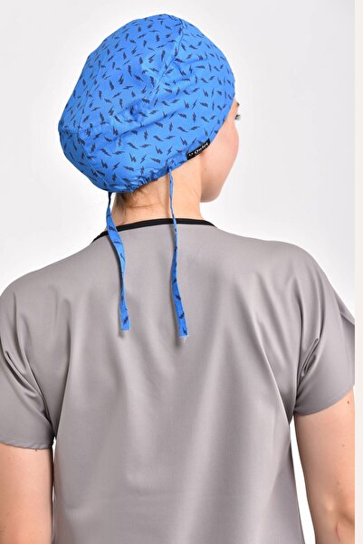 Owlet Medikal Блакитна хірургічна шапочка з блискавковим візерунком