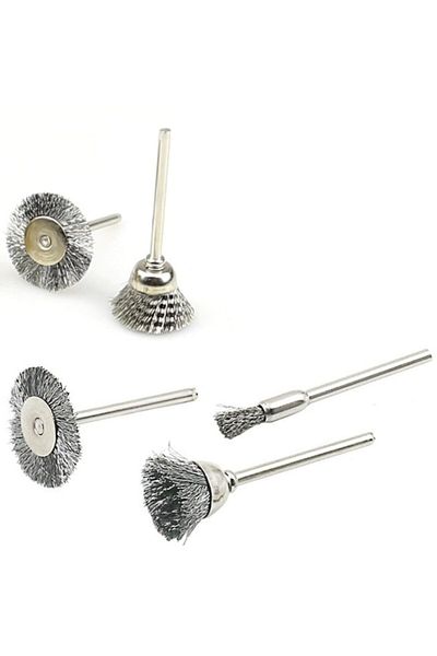 Depolife Dremel Proxxon Compatible 5 Piece Steel Wire Brush Set Rust Dirt Removal Sanding Molding Set