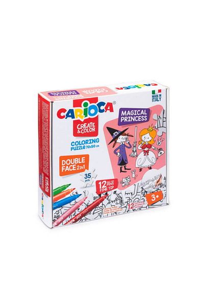 CARIOCA Paintable Puzzle Magic Princess 70x50 Cm35 Pieces Double Sided 12 Pieces Joy Felted