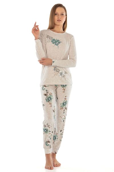 VISHENKA Women's Brown Melange Color Viscose Lycra Printed Pajama Set