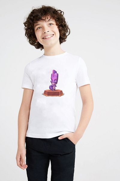 QIVI Tricou cu imprimeu unisex pentru copii, alb, Larry Zooba Battle