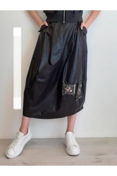 Say Üzeri Kız Aplikeli Evaze Etek