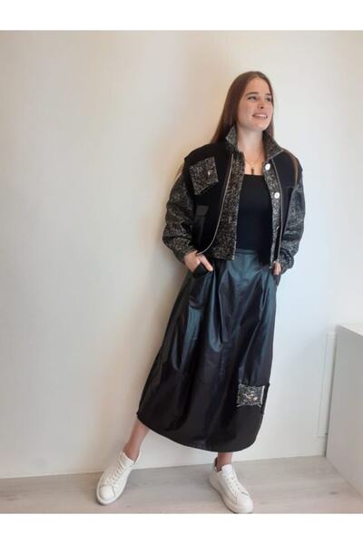 Say Üzeri Kız Aplikeli Evaze Etek