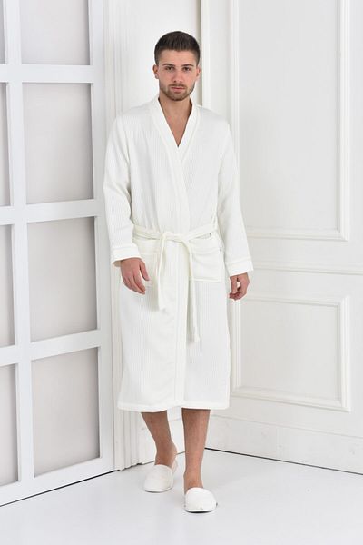 Ecocotton Ανδρικό μπουρνούζι Alessa Pike M Cream