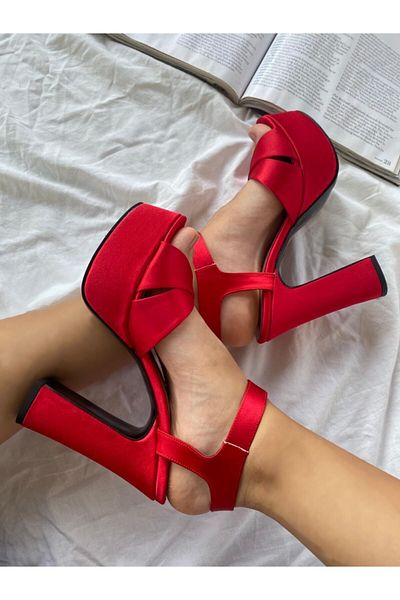 Huzur Ayakkabı Women's Red Evening Dress Shoes