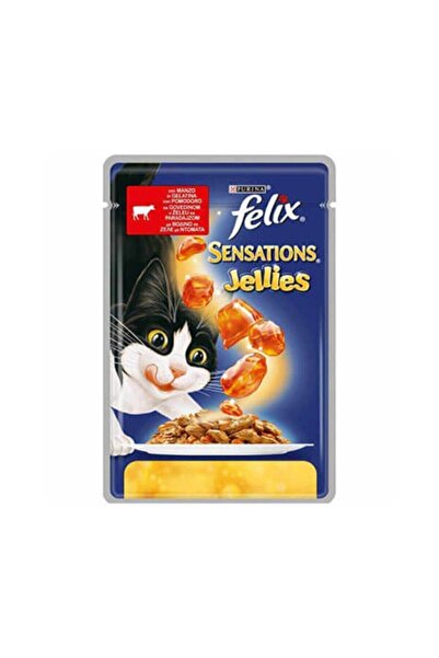 FELIX Sensation Sığır Etli Domatesli Jel Pouch Kedi 20 Adet