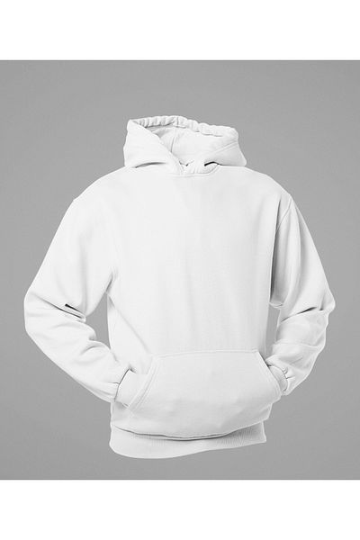 Raf Coll Λευκό φούτερ με κουκούλα με στάμπα Unisex πίσω