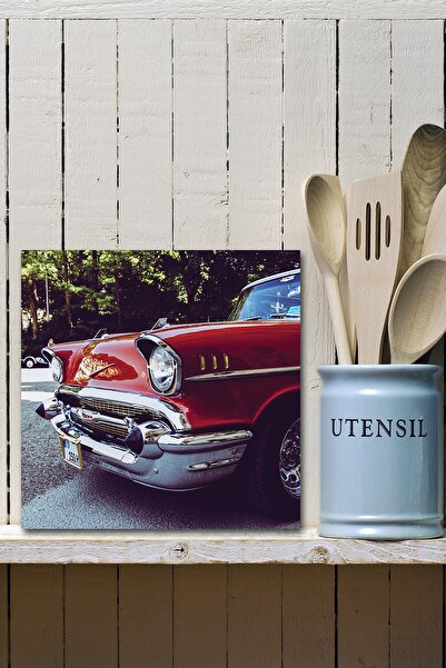 PASTEL TABLO Red Classic Car One Piece Mdf Table