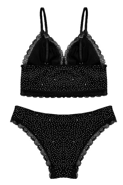 DEEP SECRET Koton Μαύρο Πουά Bralet Σετ DS 200583 BRT
