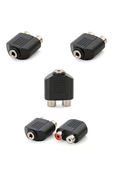 ATAELEKTRONİK 5 Adet 3.5mm Stereo Aux Siteryo Dişi - 2 Rca Dişi Çevirici Jack...