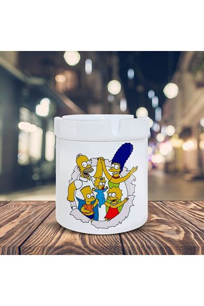 Asilmeydan Simpsons Family Printed Cheerful Ceramic Ash Tray - 695847