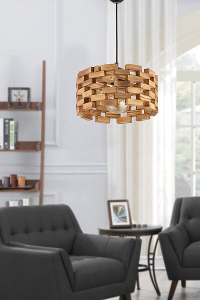 Bidolushop Wooden Mosaic Bcd Design - Lighting Black Chandelier Installation, Stylish Design Compatible with All Aroundings