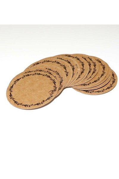 Vice Kraft Price / Gift Tag / Round Leaf Printed 40 Pieces (5 Cm)