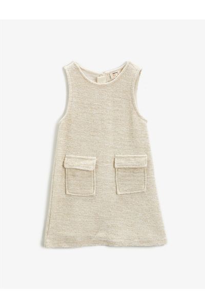 Koton Pocket Detailed Sleeveless Dress Crew Neck