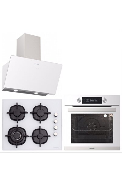 Silverline Beyaz Cam Ankastre Set