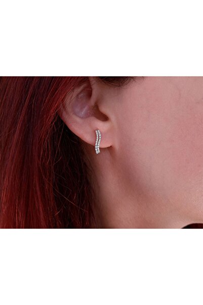 Sirius Pırlanta Kadın Pırlanta Çift Sıra Küpe