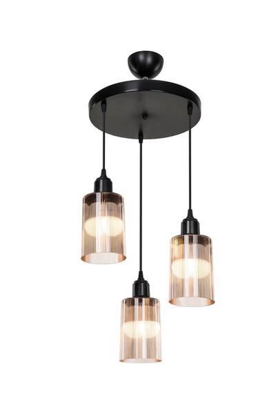 Modelight Aksel 3'lü Avize Bal Optik Camlı Siyah