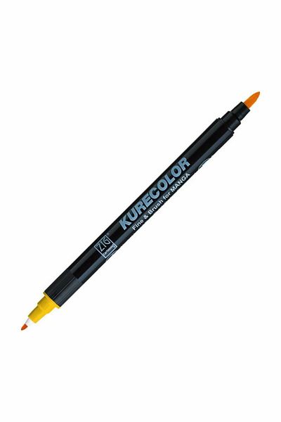 Zig Zıg Kurecolor Cartoonist Fine & Brush Marker Cnkc2200 Double Ended Manga and Graphic Marker No:106 Yello