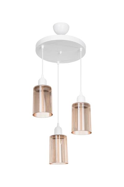 Modelight Aksel 3'lü Avize Bal Optik Camlı Beyaz