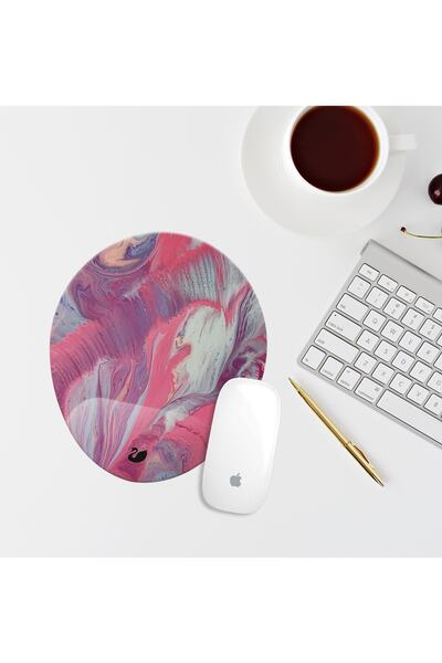 Özer Store Pad de mouse oval cu model colorat Suport pentru încheietura mâinii Covoraș de mouse