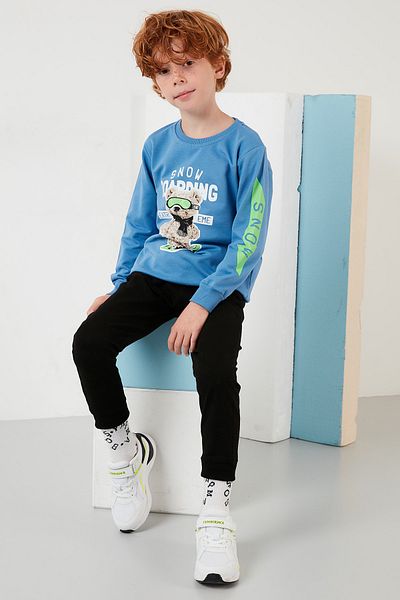 Lela Printed Crew Neck Pocket 100% Cotton Kids Set Unisex Kids Set 59211212