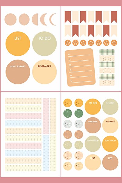Özer Store Renkli Yapışkanlı Ajanda, Bullet Journal Sticker Seti