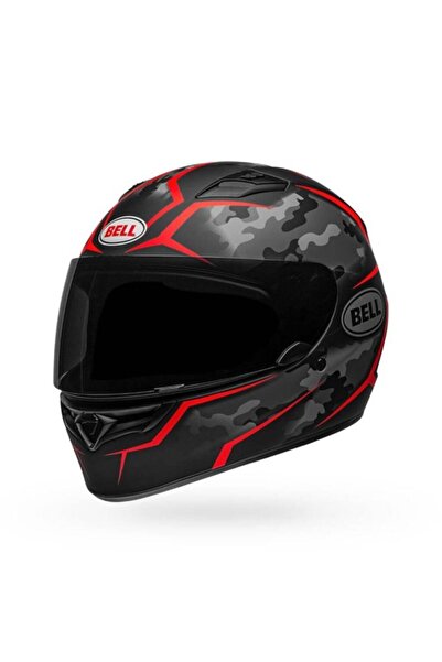 Bell Stealth Camo Matte Black - Red Motosiklet Kaskı Kapalı