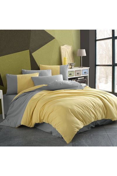 Hobby Poplin Duvet Cover Set Double Diamond Yellow