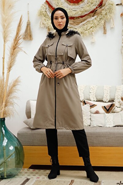 InStyle Vystřižený detail přední kapsy kožich - norkový