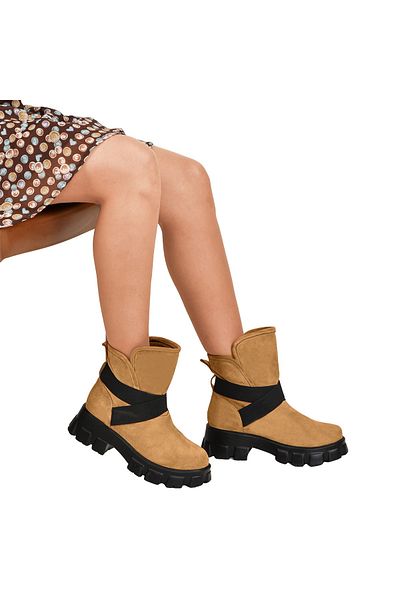 NOOSY Ghete de damă din piele naturală bronzată