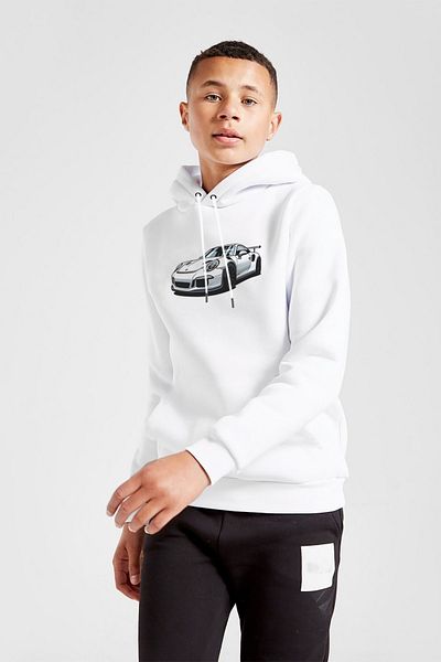 QIVI Hanorac cu glugă alb unisex Porsche Gt3 Rs 991 cu imprimeu