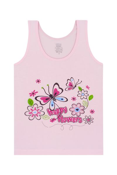 biyokids Kız Çocuk Atlet 5 Li Paket Karışık Renk Geniş Askılı Baskılı Atlet B...