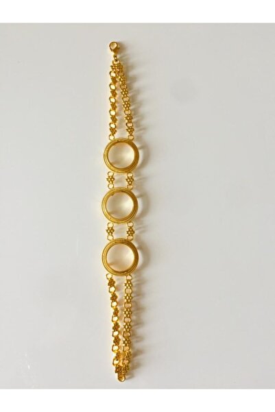 Çelikoğlu Kuyumculuk 22 Ayar Altın Kaplama Çeyrekli 3 Lü Çerceveli Bileklik